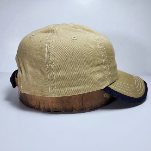 Vintage 90s Tommy Hilfiger Hat Cap Ski Logo Embroidered Detail Hook & Loop Beige - Picture 6 of 12